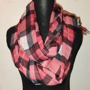 Thirty-One Red and Black Scarf with Plaid Design